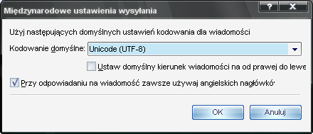 Opcje MSOE dla UTF-8
